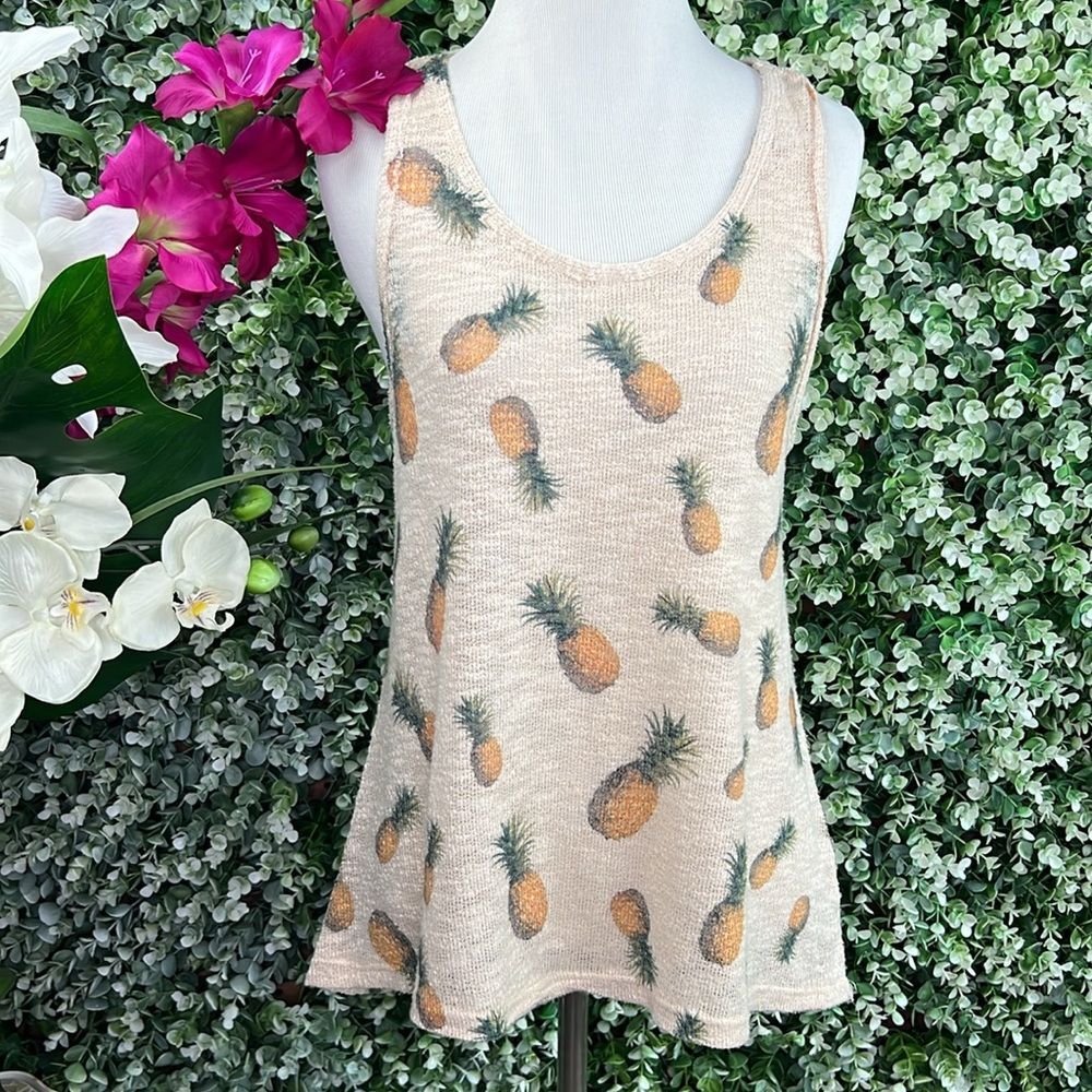 Ginger G Pineapple Print Racerback High-Low Tank Top